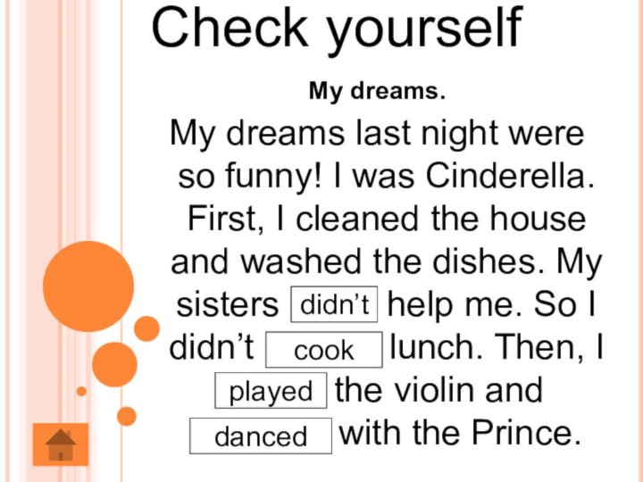 Check yourselfMy dreams.My dreams last night were so funny! I was Cinderella.