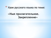 Презентация по русскому языку Имя прилагательное (4 класс)