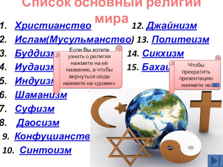 Список основный религий мираХристианство