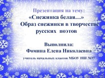 Презентация по литературному чтению на тему Снежинка белая...Образ снежинки в творчестве русских поэтов(4 класс)
