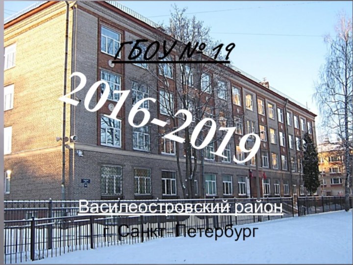 ГБОУ № 19Василеостровский районг. Санкт-Петербург2016-2019