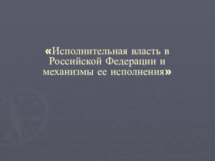 «Исполнительная власть в Российской Федерации и механизмы ее исполнения»