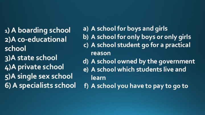 A school for boys and girlsA school for only boys or