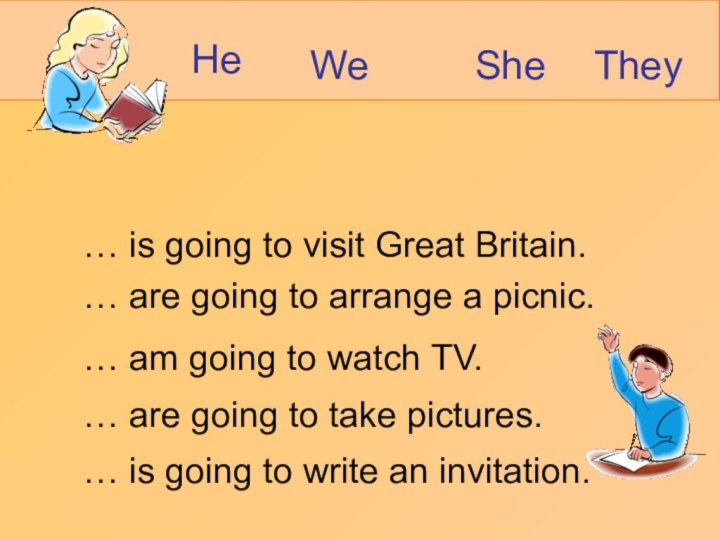 … is going to visit Great Britain.… are going to arrange