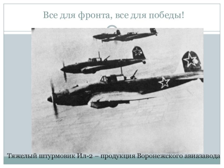 Все для фронта, все для победы!Тяжелый штурмовик Ил-2 – продукция Воронежского авиазавода