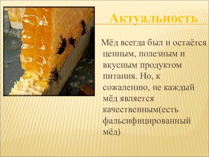 Мёд всегда был и остаётся ценным, полезным и вкусным продуктом