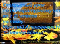 Презентация по литературному чтению на тему Н.А.Некрасов Славная осень!