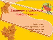 Презентация по русскому языку на тему Сложное предложение (Повторение в начале года в 6 классе)