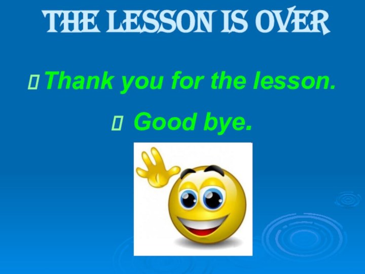 The lesson is over Thank you for the lesson. Good bye.