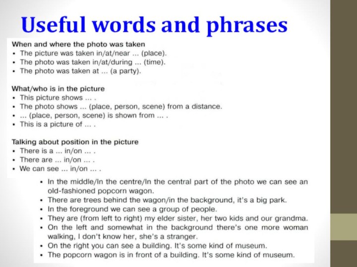 Useful words and phrases