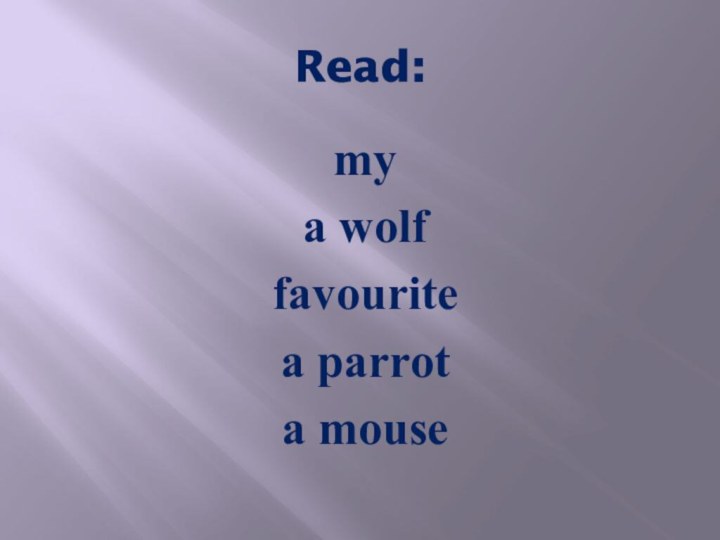Read:mya wolffavouritea parrota mouse