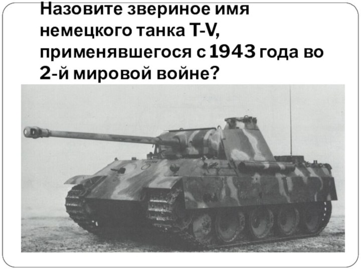 Назовите звериное имя немецкого танка T-V, применявшегося с 1943 года во 2-й мировой войне?