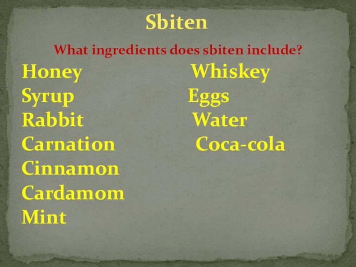 What ingredients does sbiten include?Honey