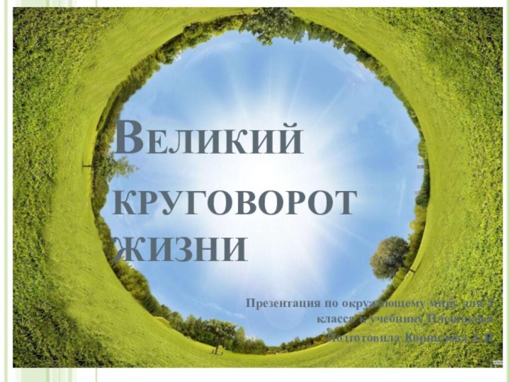 Великий круговорот жизниПрезентация по окружающему миру для 3 класса к учебнику ПлешаковаПодготовила Корнилова А.И
