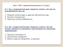 Тест по русскому языку на тему Не с существительными