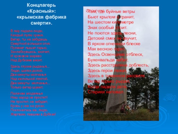 Концлагерь «Красный»: «крымская фабрика смерти».В яму падали люди, Каждый пулю храня. Ветер,