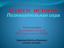 Презентация Колесо истории по истории России на тему Знатоки истории 7-9 кл.