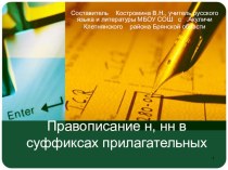 Презентация по русскому языку на тему Правописание н-нн в суффиксах прилагательных