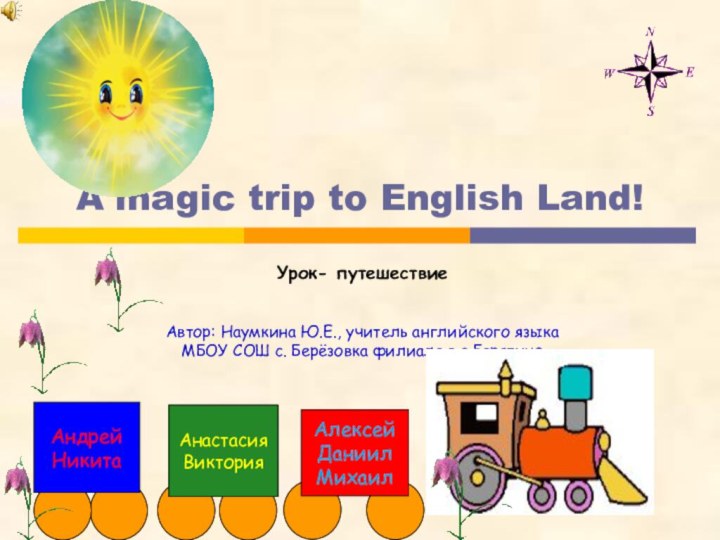 A magic trip to English Land!Урок- путешествие Автор: Наумкина Ю.Е., учитель
