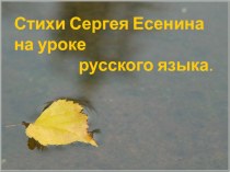 Презентация к уроку Стихотворения С.Есенина на уроке руского языка