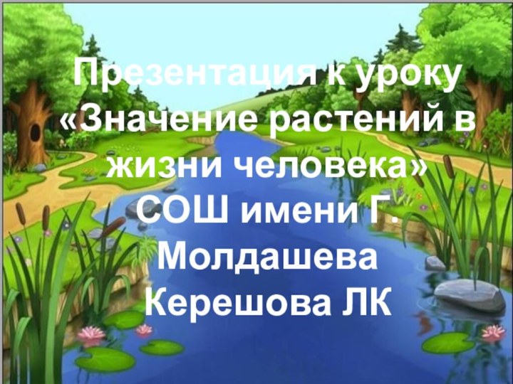 Презентация к уроку  «Значение растений в жизни человека» СОШ имени Г. Молдашева  Керешова ЛК