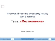 Мультимедийный тест по русскому языку для 6 класса по теме Местоимение