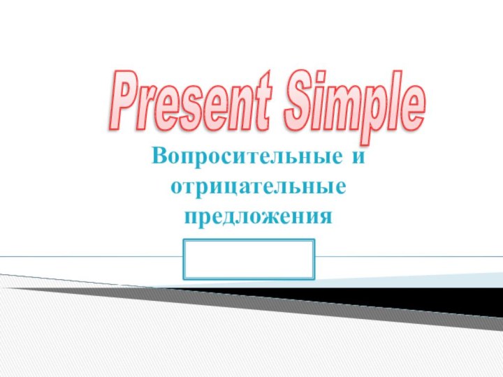 Present Simple Вопросительные и отрицательные предложенияStart!