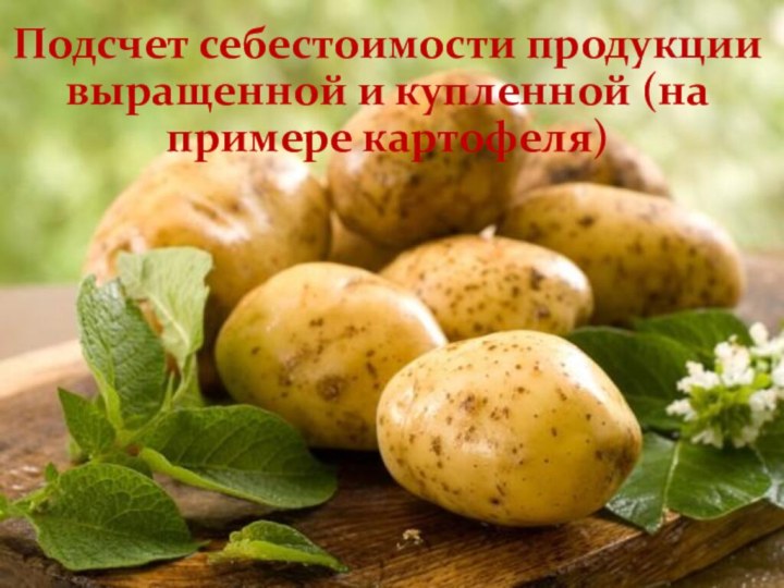 Подсчет себестоимости продукции выращенной и купленной (на примере картофеля)