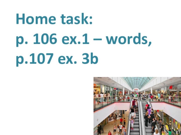 Home task:p. 106 ex.1 – words,p.107 ex. 3b