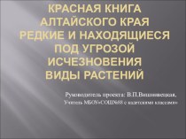 Презентация Редкие и находящиеся под угрозой исчезновения растения Алтайского края