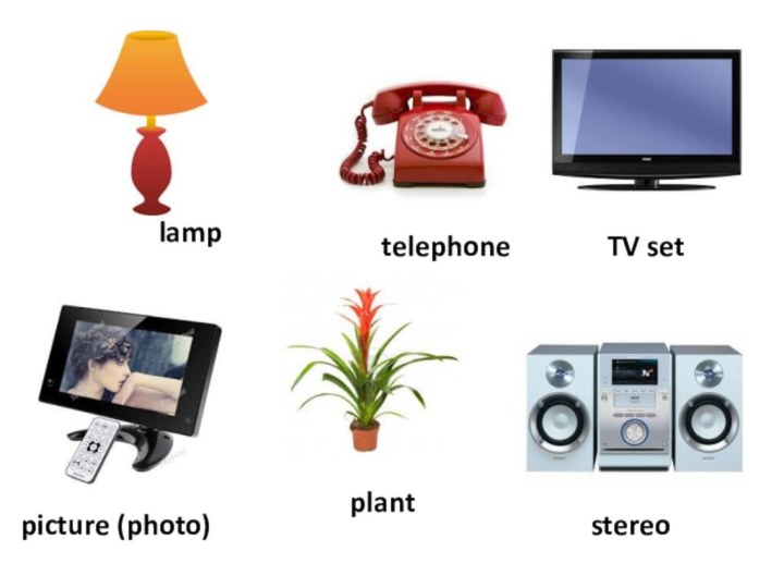 stereoTV setplanttelephonepicture (photo)lamp