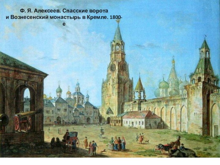 Ф. Я. Алексеев. Спасские ворота и Вознесенский монастырь в Кремле. 1800-е 