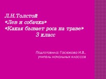 Презентация по литературному чтению на тему Рассказы Л.Н. Толстого ( 3 класс)