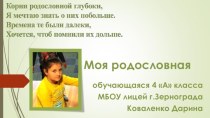 Моя родословная Коваленко Дарина, ученица 4 А класса МБОУ лицей г.Зернограда