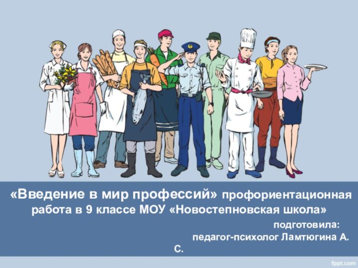 «Введение в мир профессий» профориентационная работа в 9 классе МОУ «Новостепновская