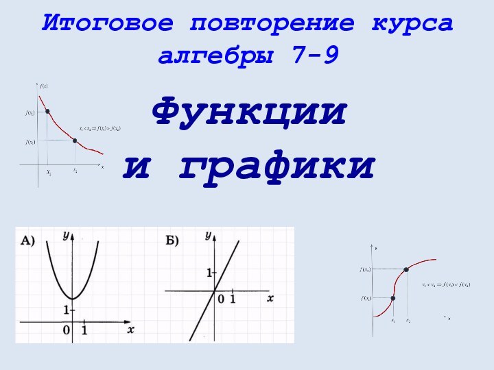Итоговое повторение курса алгебры 7-9Функции и графики