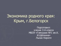Презентация по окружающему миру Экономика родного края(Лысак Кирилл)