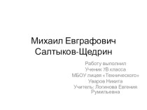 Презентация по литературе М.Е. Салтыков-Щедрин