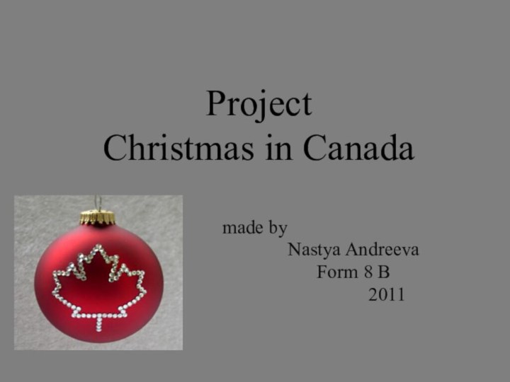 Project  Christmas in Canada made by