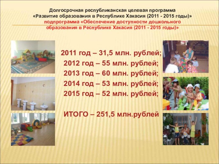 2011 год – 31,5 млн. рублей;2012 год – 55 млн. рублей;2013 год