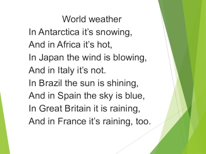 World weather In Antarctica it’s