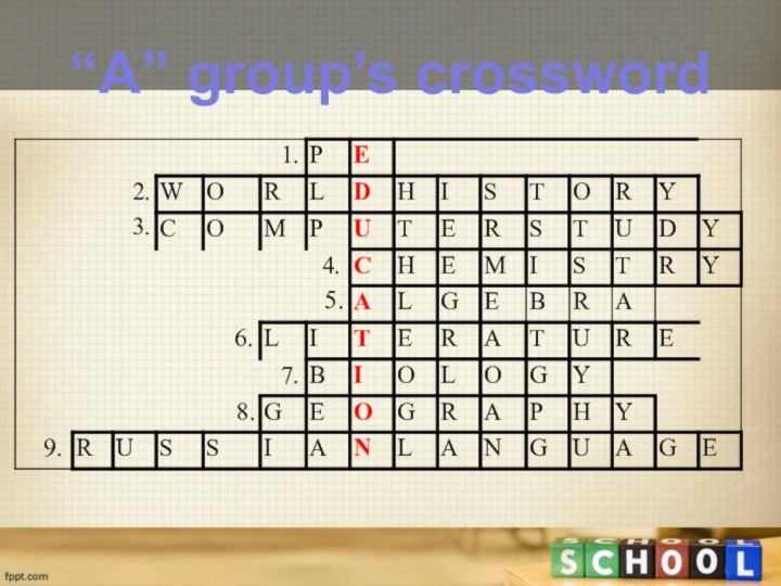 “A” group’s crossword
