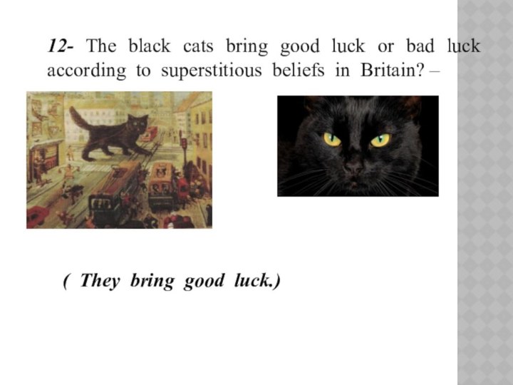 12- The black cats bring good luck or bad luck according to