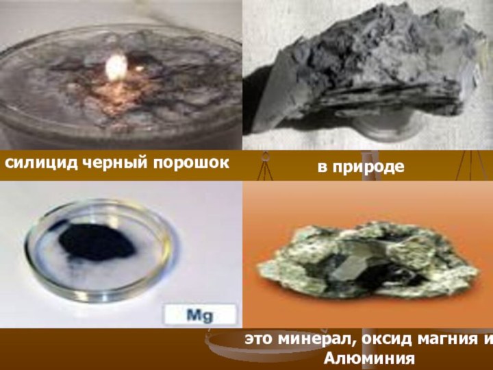 силицид черный порошокв природе это минерал, оксид магния и Алюминия