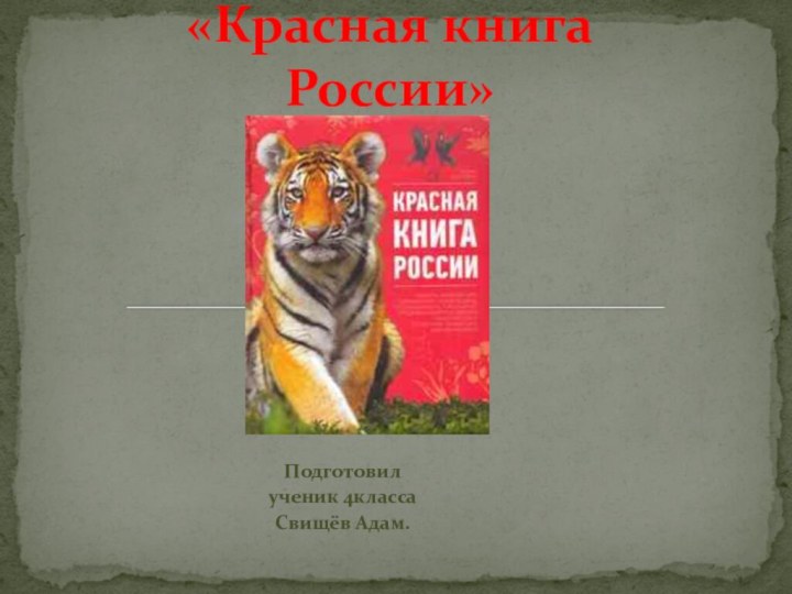 Подготовил ученик 4класса Свищёв Адам.«Красная книга  России»