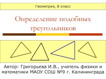Презентация по геометрии на тему Определение подобных треугольников(8 класс)
