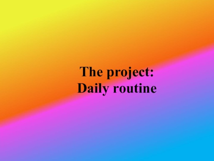The project: Daily routine