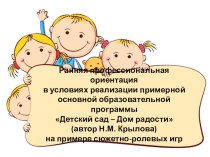 Детский сад - Дом радости на примере сюжетно - ролевой игры материал