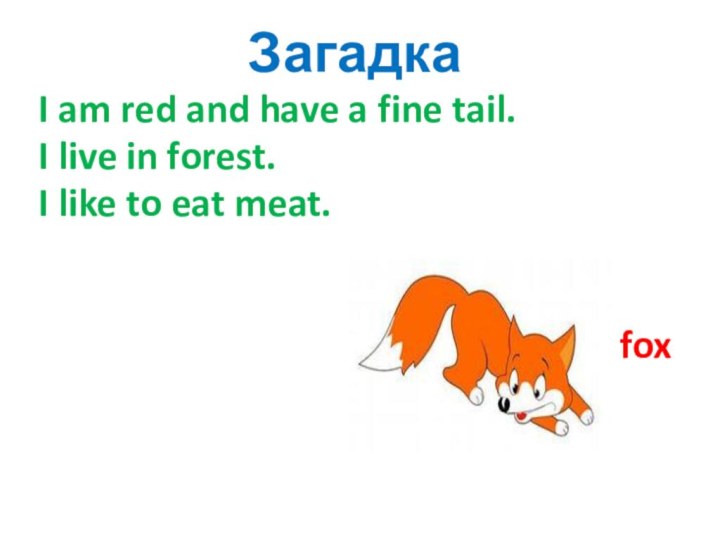 ЗагадкаI am red and have a fine tail. I live in