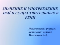 Значение имен существительных 3 класс УМК Школа России презентация к уроку по русскому языку (3 класс)